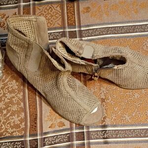 Stylish Tan Perforated Ankle Booties